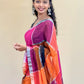 Linen multicolour checks Saree