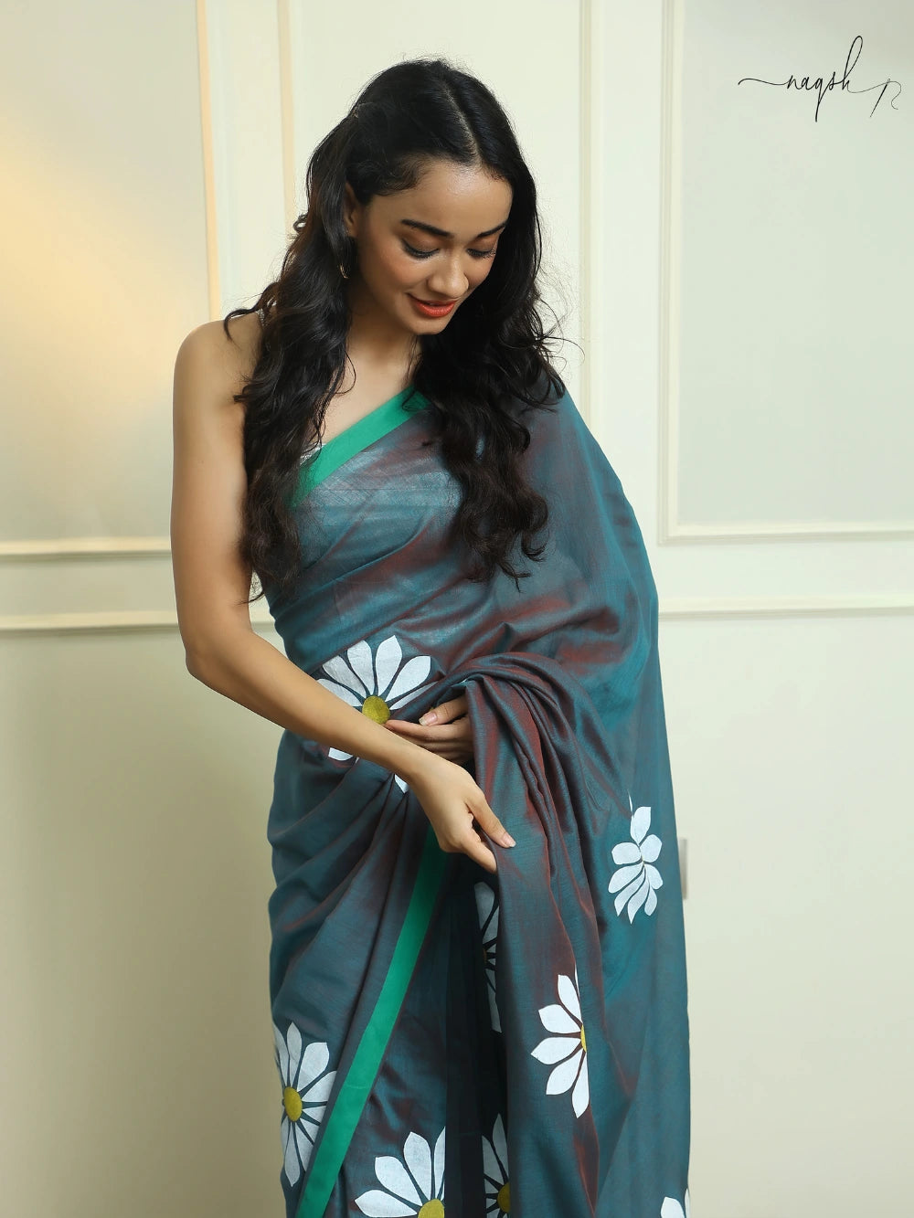 Peacock Green Mul Cotton Saree