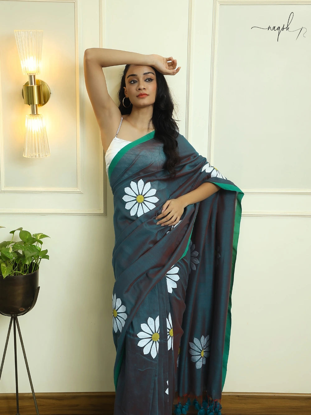 Peacock Green Mul Cotton Saree