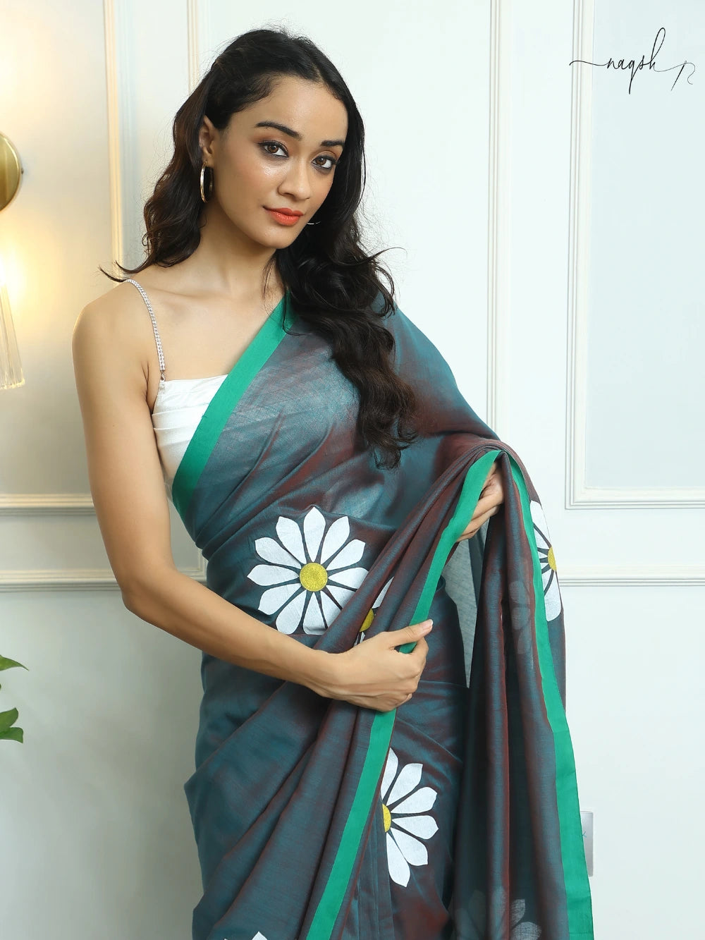 Peacock Green Mul Cotton Saree