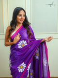 Violet Mul Cotton Saree