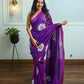 Violet Mul Cotton Saree