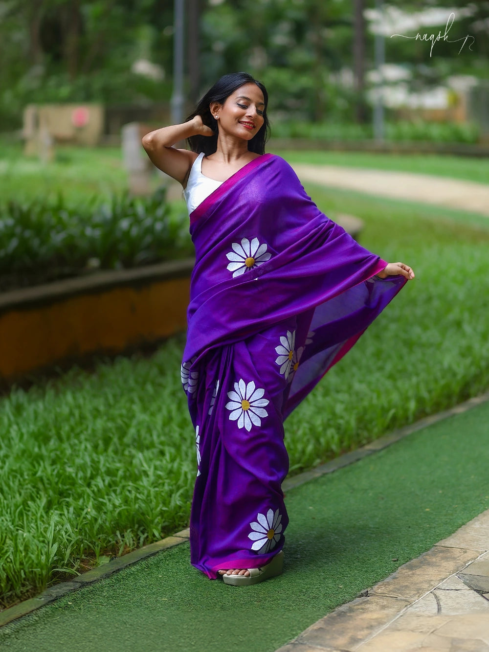 Violet Mul Cotton Saree