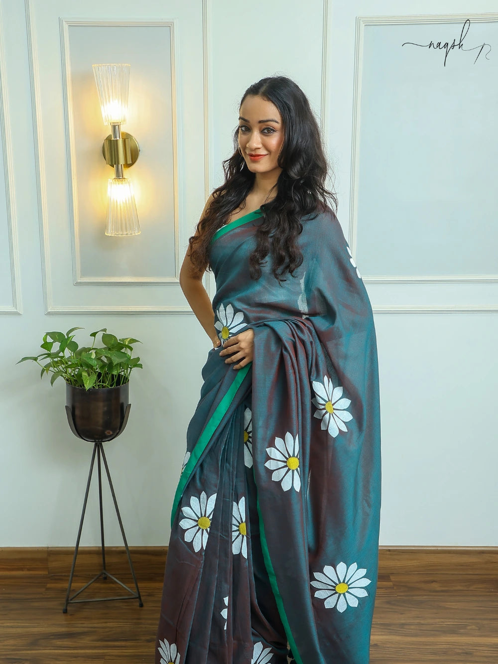 Peacock Green Mul Cotton Saree