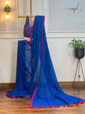 Blue Mul Cotton Saree