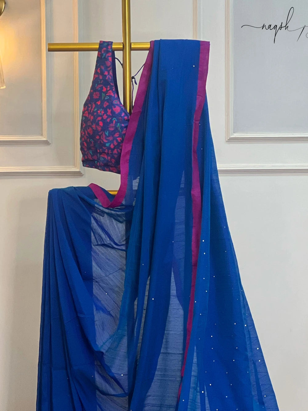 Blue Mul Cotton Saree