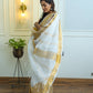 White Gold Pure Linen Saree