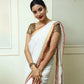 White Red Gold Pure Linen Saree