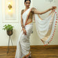 White Red Gold Pure Linen Saree