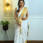 White Gold Pure Linen Saree