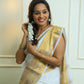 White Gold Pure Linen Saree