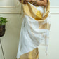 White Gold Pure Linen Saree