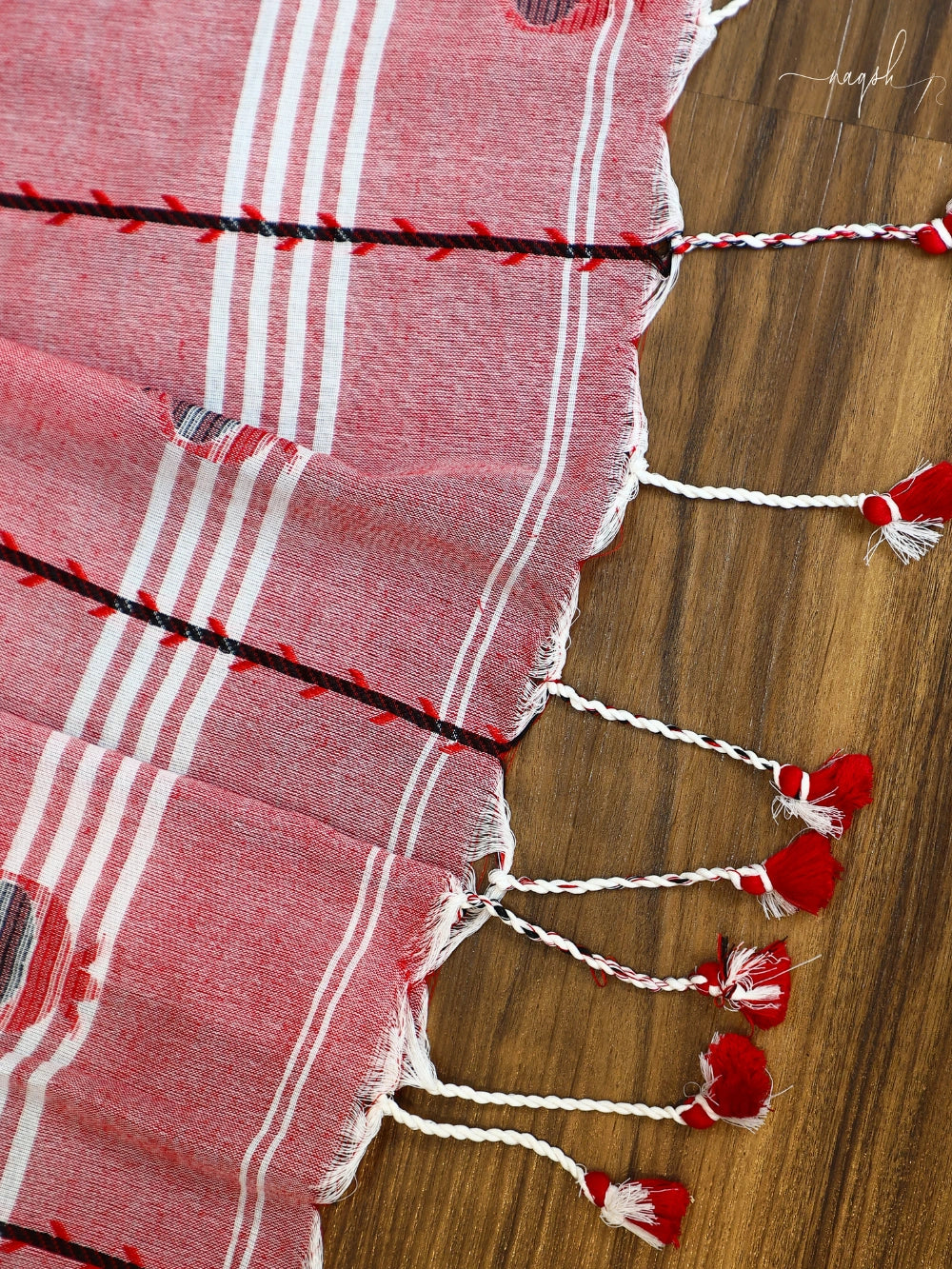 White Red Cotton Saree