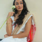 White Red Gold Cotton Saree