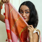 White Red Gold Cotton Saree