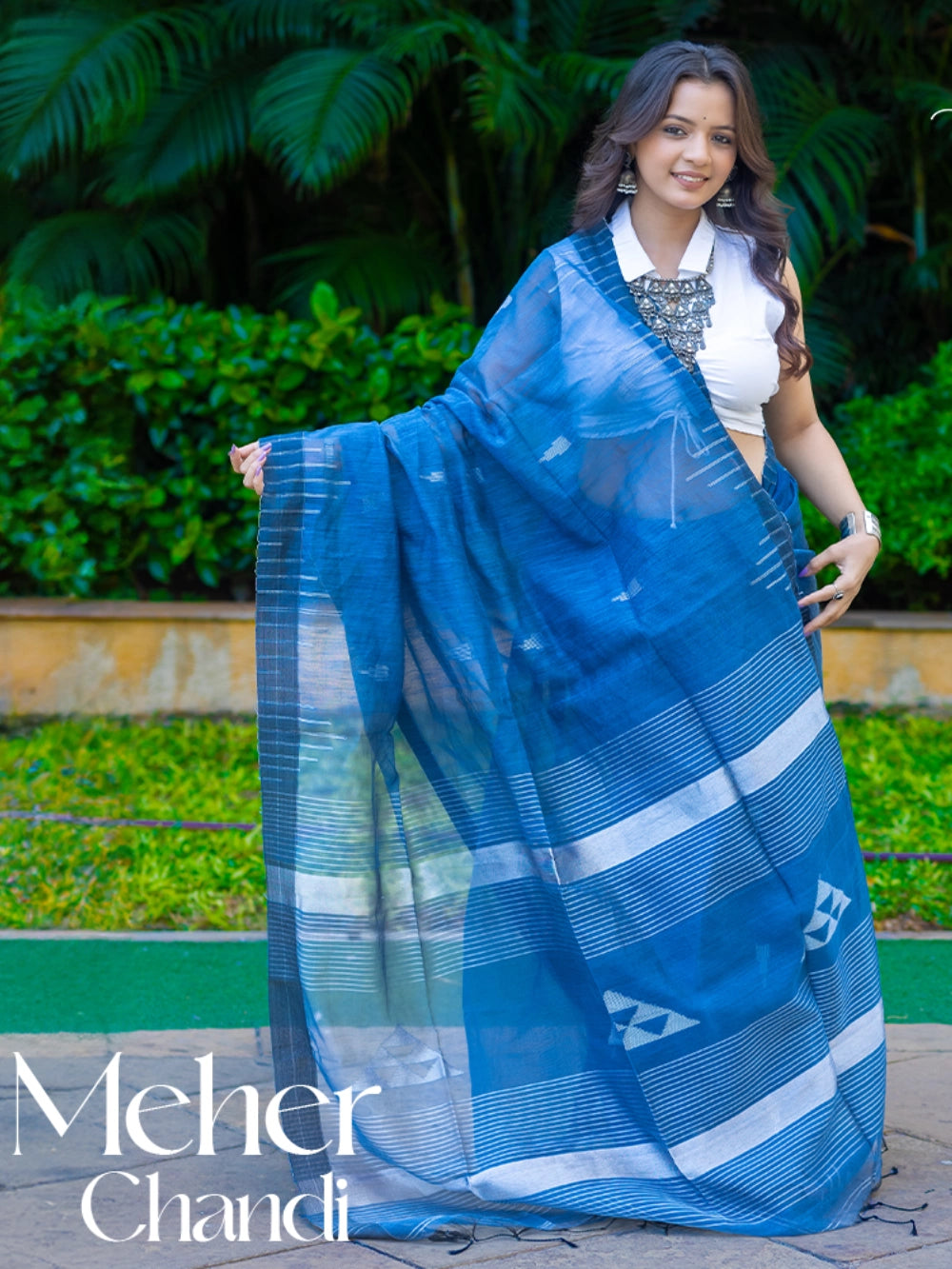 Blue Cotton Silk Saree