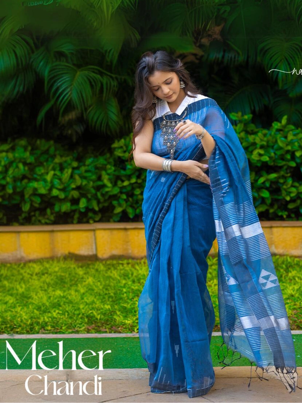 Blue Cotton Silk Saree