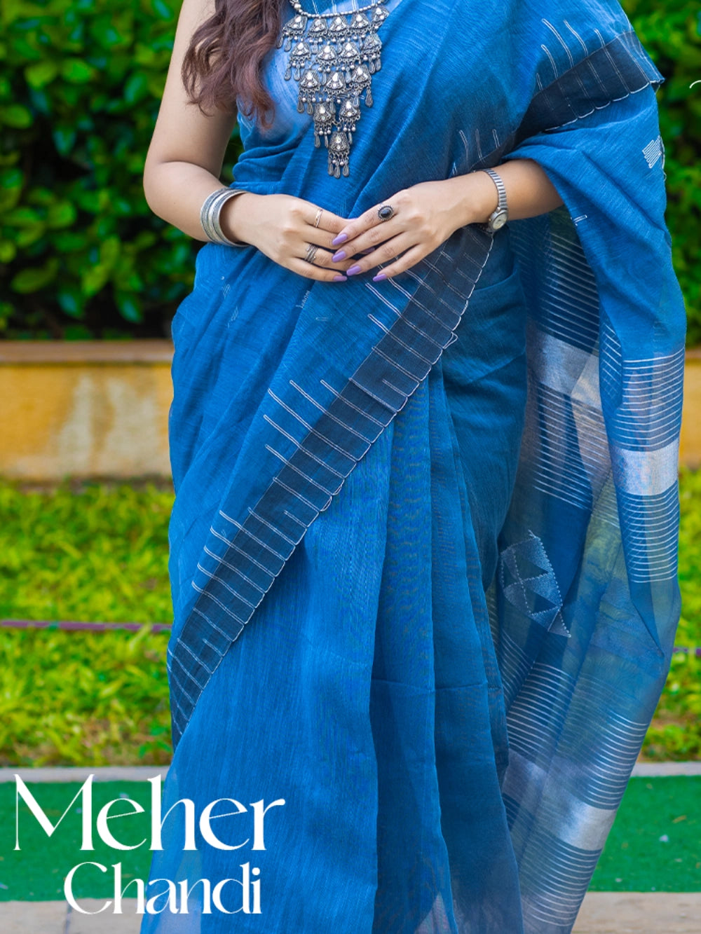 Blue Cotton Silk Saree