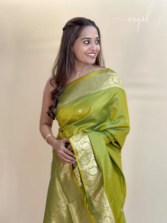 Katan Silk Dual Tone Green Saree