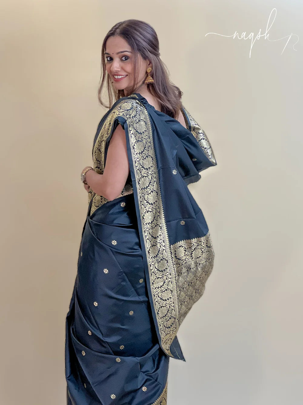 Katan Silk Dual Tone Black Saree