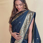 Katan Silk Dual Tone Black Saree