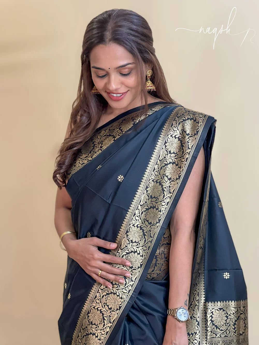 Katan Silk Dual Tone Black Saree