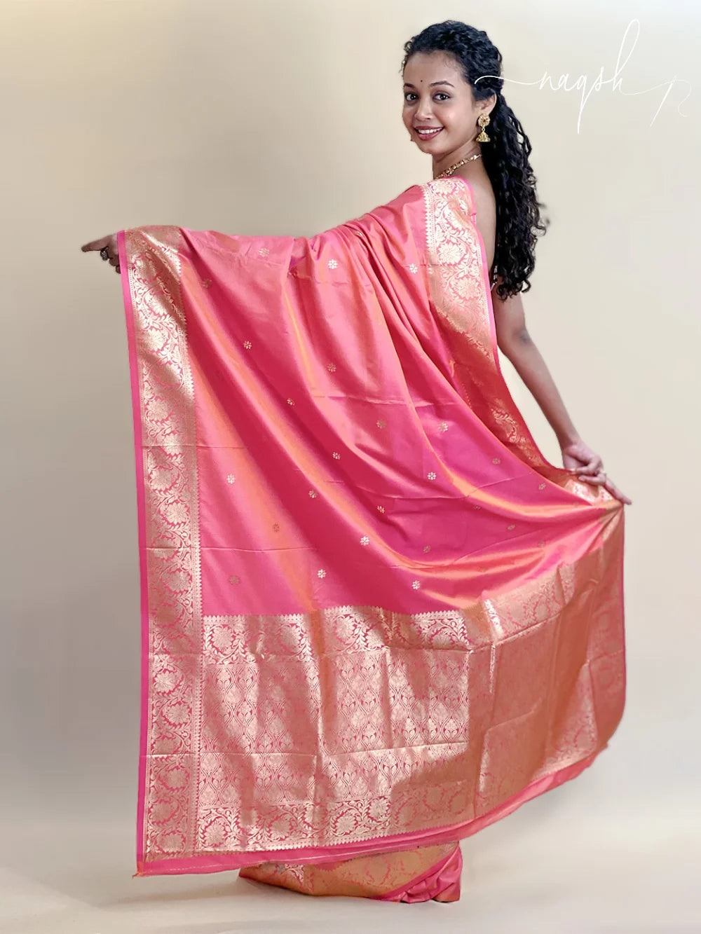 Katan Silk Dual Tone Peach Saree