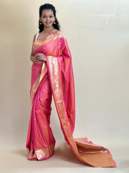 Katan Silk Dual Tone Peach Saree