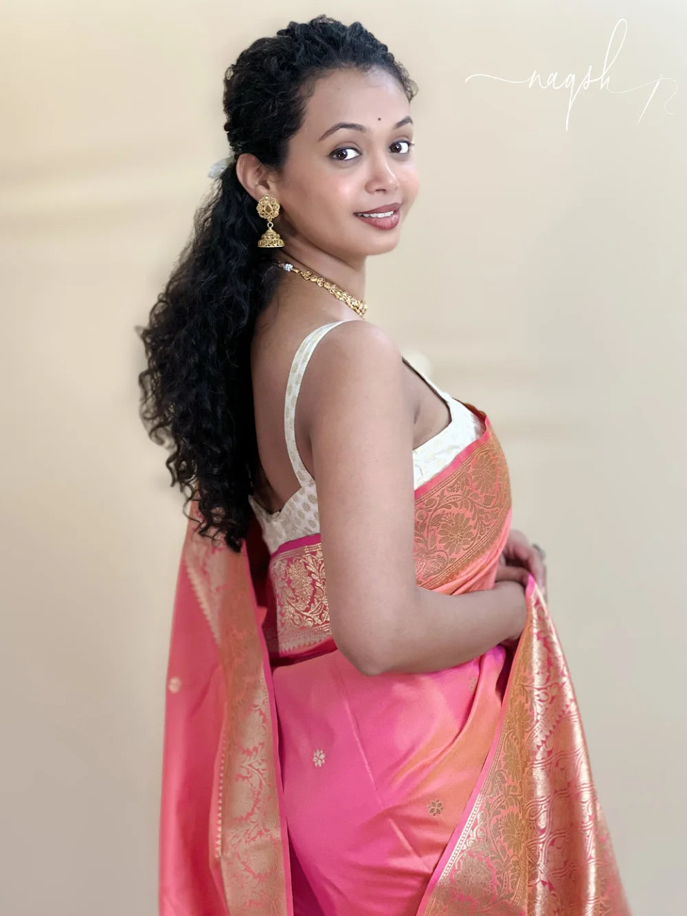 Katan Silk Dual Tone Peach Saree