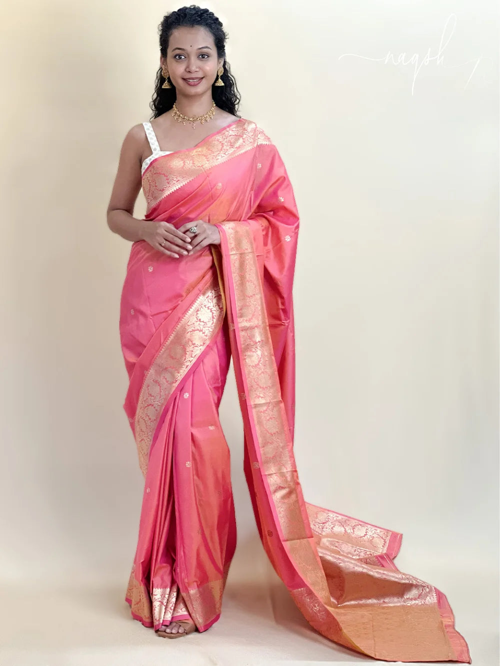 Katan Silk Dual Tone Peach Saree