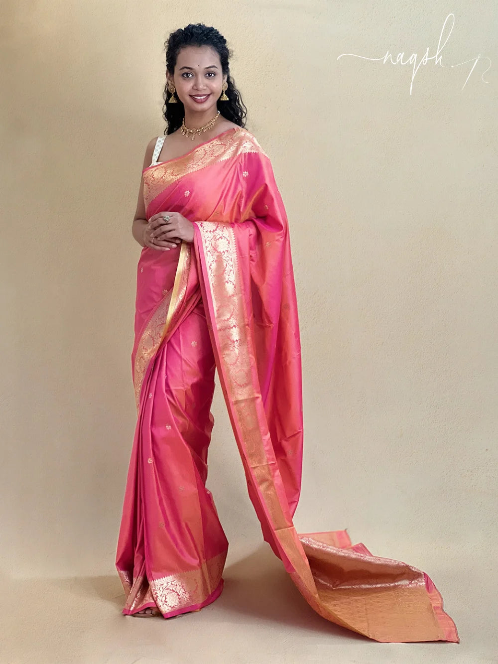 Katan Silk Dual Tone Peach Saree