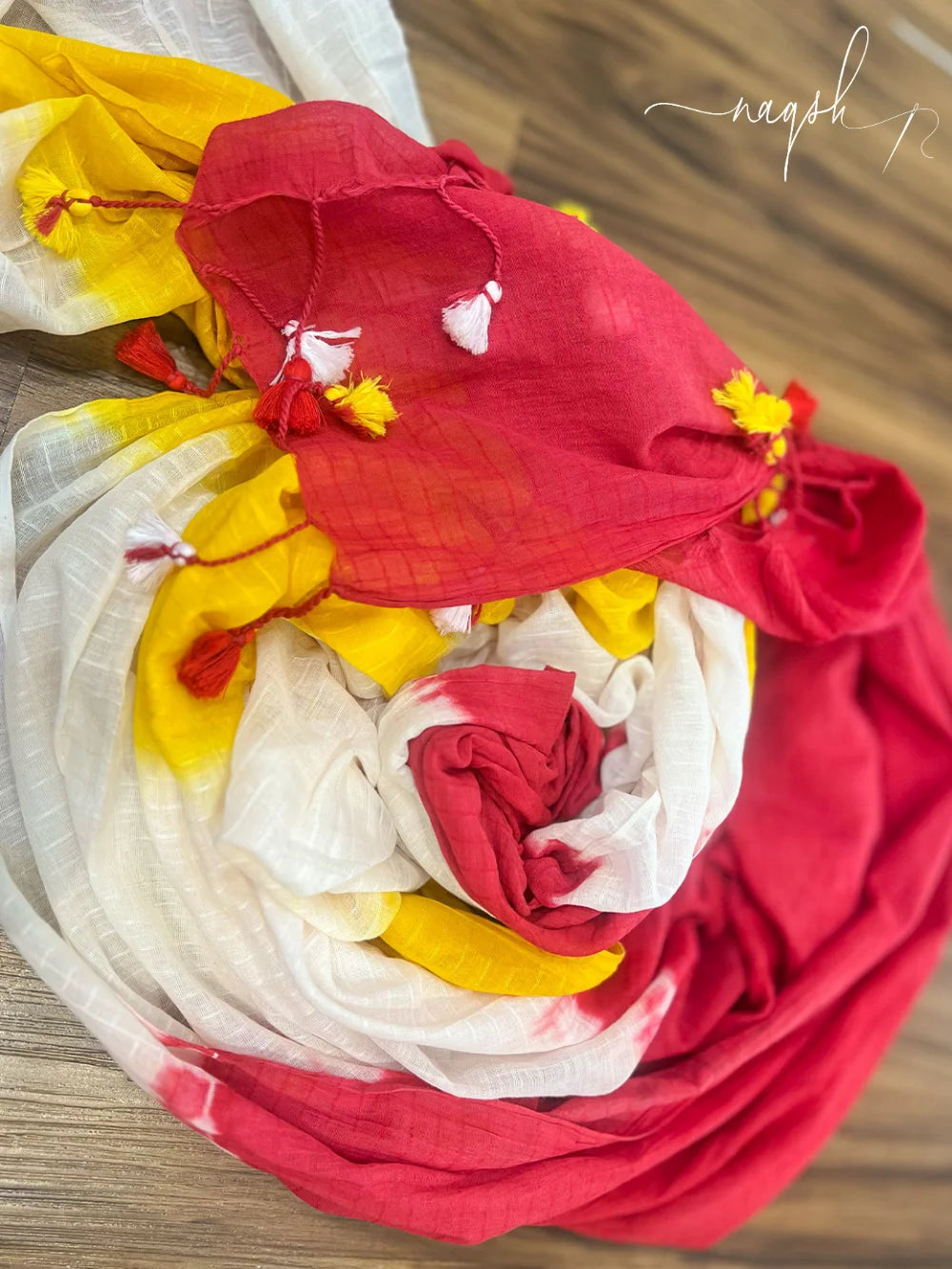 Red Yellow Mul Cotton Saree