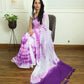 Purple White Mul Cotton Saree