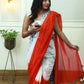 Red Black Mul Cotton Saree