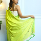 Neon Green Mul Cotton Saree