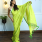 Neon Green Mul Cotton Saree